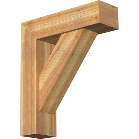 Ekena Millwork Traditional Block Rough Sawn Bracket w/ Offset Brace, Western Red Cedar, 8"W x 28"D x 32"H BKT0806X28X32TRA05RWR